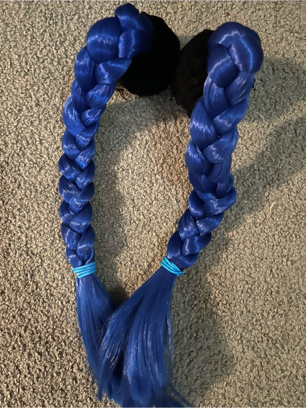 Vibrant Royal Blue Braided Hair Extensions Suction Cups Helmet